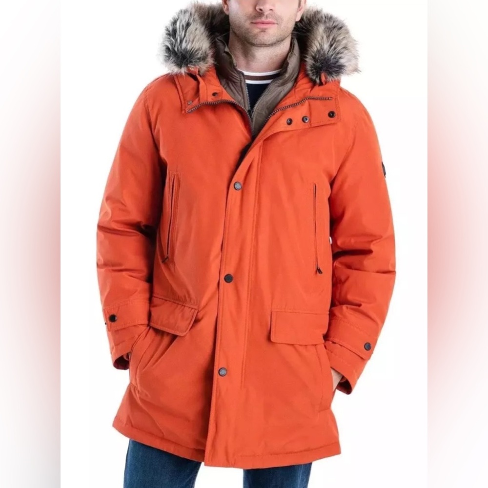 Michael Kors Men's Snorkel Heavyweight Hooded Parka/Jacket Orange Sz M NWT